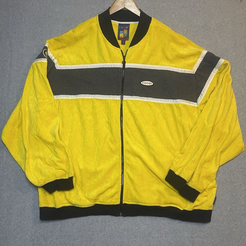 COOGI Yellow Gray Colorblock Full Zip Bomber Jacket Men 3X Short Regular Fit